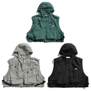 Áo vest nam có mũ trùm đầu phong cách Harajuku Nhật Bản, phù hợp thời trang thể thao
