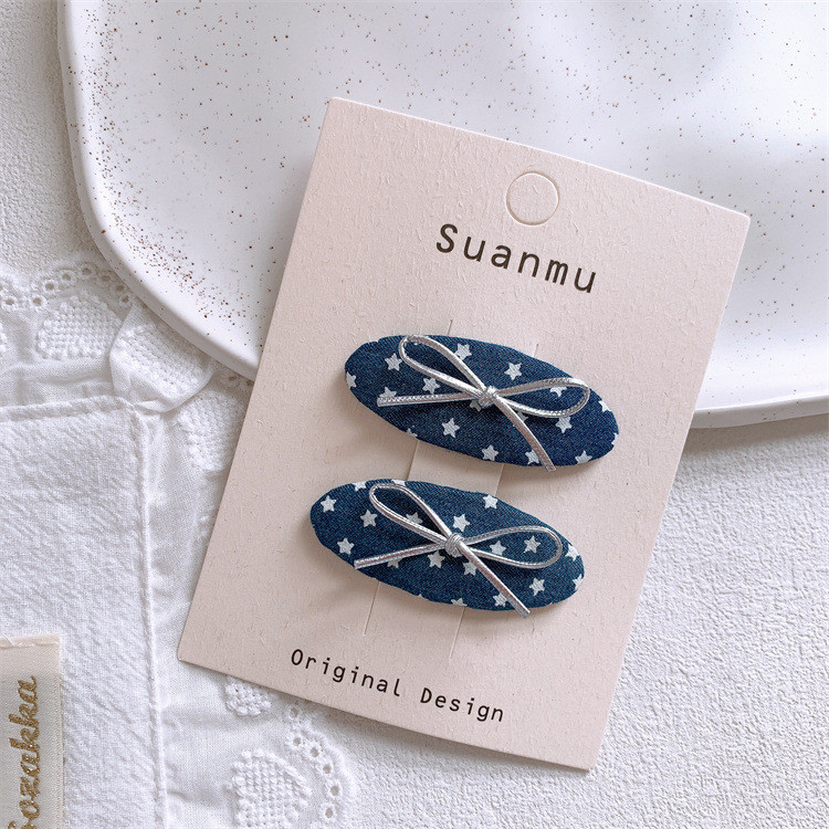 Kẹp tóc bé gái Bangs Kẹp tóc Denim