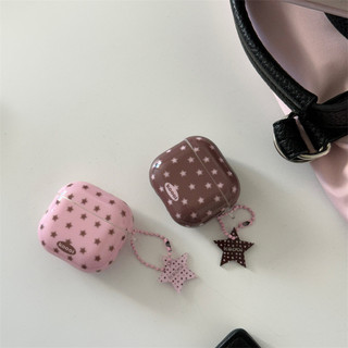 Cà phê màu hồng pentagram cho AirPods 1 / 2 3 Pro Pro2 pro3 Airpod4 Bộ tai nghe Vỏ bảo vệ Bluetooth không dây AirPods Pro i3 i4 pro3 Vỏ bảo vệ tai nghe