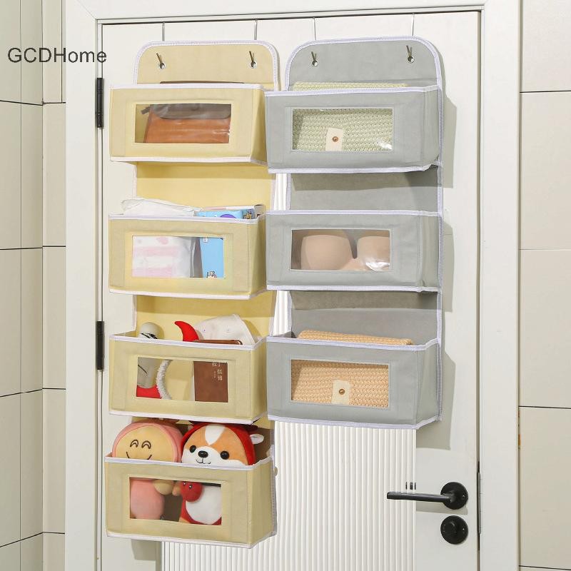 Túi treo tường vải màu xám đa năng GCDHome Túi vải nhiều ngăn có móc cửa sổ cho văn phòng, tủ quần áo HOT