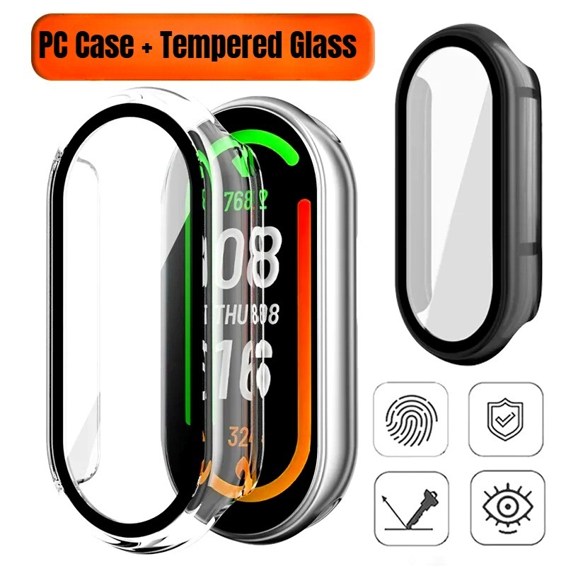 Csae Cho Xiaomi Band 10 Phụ Kiện PC Chống Sốc + Kính Cường Lực Đồng Hồ Thông Minh Bảo Vệ Màn Hình Cho Xiaomi Band 9 8 Vỏ PC Cứng