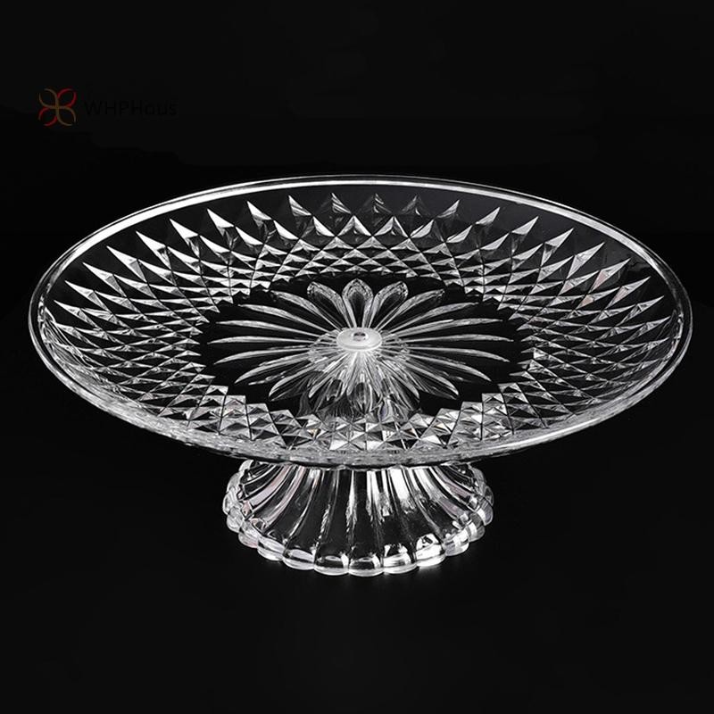 < WHPHous-t > Đĩa phục vụ trong suốt bằng Acrylic Trái cây tráng miệng Khay đựng bánh Cupcake Đế trưng bày Đĩa ăn tối tròn Đồ dùng nhà bếp