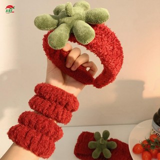 Băng đô và dây đeo cổ tay hình dâu tây đáng yêu, trang sức băng đô sang trọng cho tiệc và thời trang