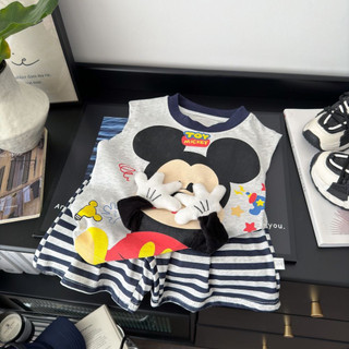Mùa Hè Bé Trai Dễ Thương Bộ Áo Vest Trẻ Em Hoạt Hình Ba Chiều Búp Bê Top Bé Gái Sọc Quần Short Hai Mảnh Bộ