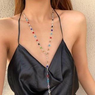 Vòng cổ dài ngọc trai chấm bi - Trang sức thời trang Châu Âu