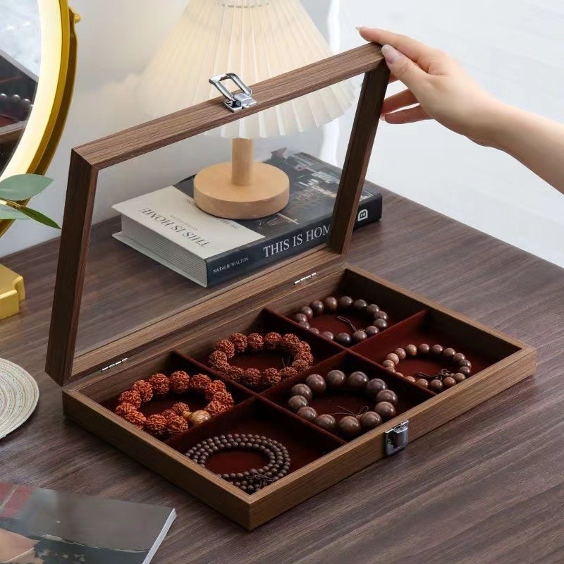 Hộp trang sức có nắp chống bụi, đựng vòng tay, mặt dây chuyền, bông tai
