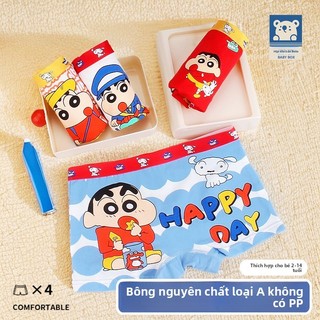 Quần lót bé trai Crayon Shinchan loại A - Cotton co giãn, thoáng mát, không gây bí, set 4 cái