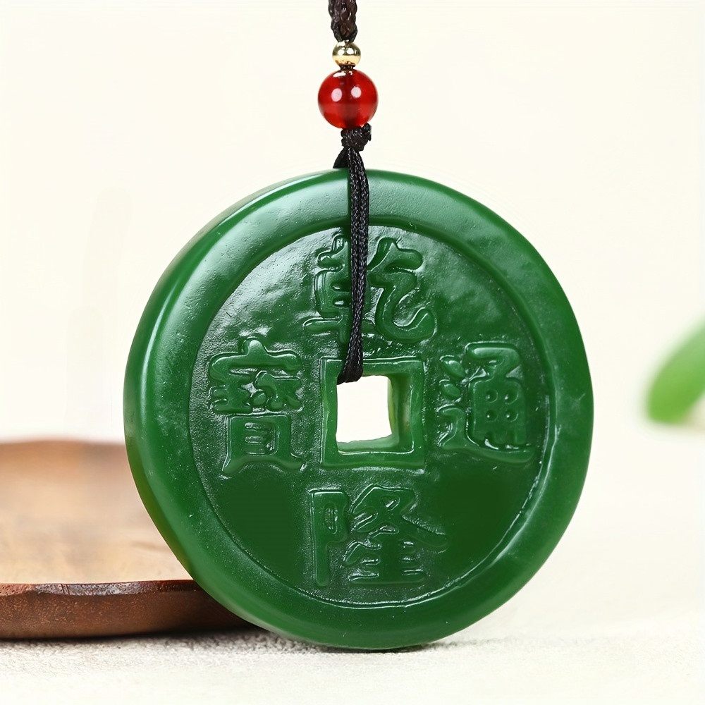 Mặt Dây Chuyền Jasper Cổ Tiền Màu Xanh Lá, Quà Tặng Sang Trọng Cho Bạn Bè