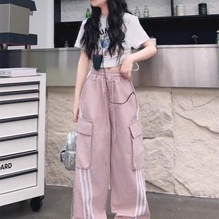 Bộ đồ bé gái phong cách hiphop cá tính – Áo thun ngắn tay + quần cargo ống rộng thời trang