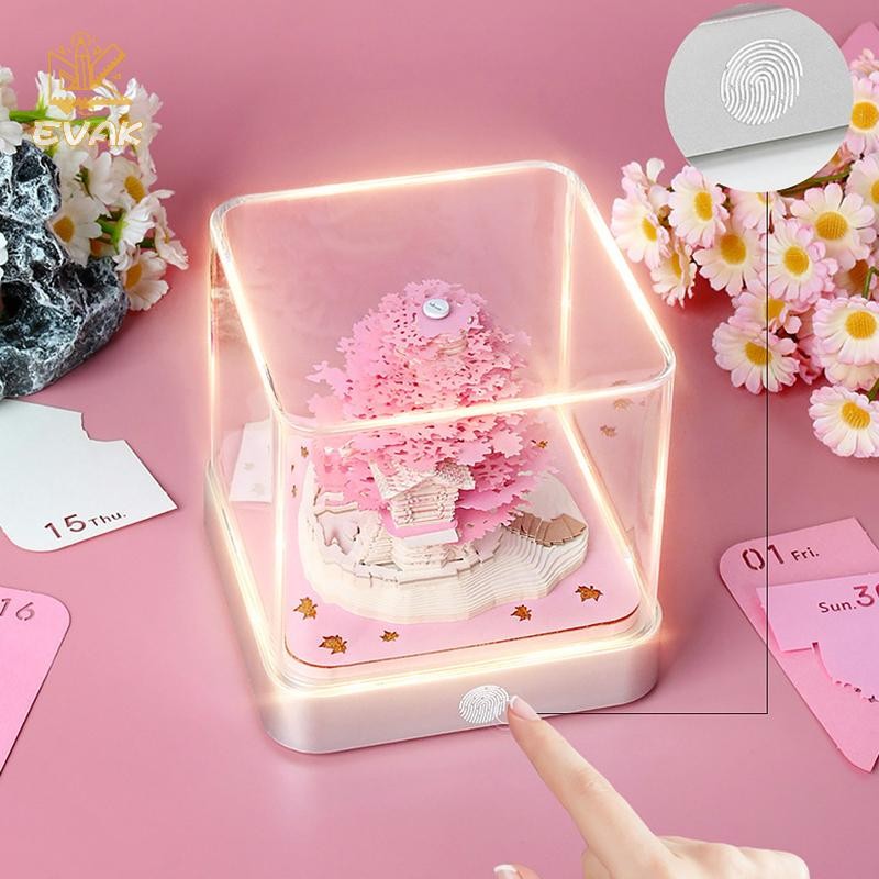 Alittlesetrtu Lịch Thời Gian 2026 Lịch Để Bàn Có Đèn LED Lịch 3D Xé Khắc Giấy Nghệ Thuật Pad Notepad Quà Tặng Giáng Sinh Trang Trí Máy Tính Để Bàn VN