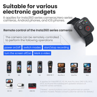 Dành Cho lnsta360 / GoPro Full Series Camera Thể Thao Bluetooth Điều Khiển Từ Xa Điện Thoại Chống Nước Mini Thông Minh Điều Khiển Từ Xa Phụ Kiện
