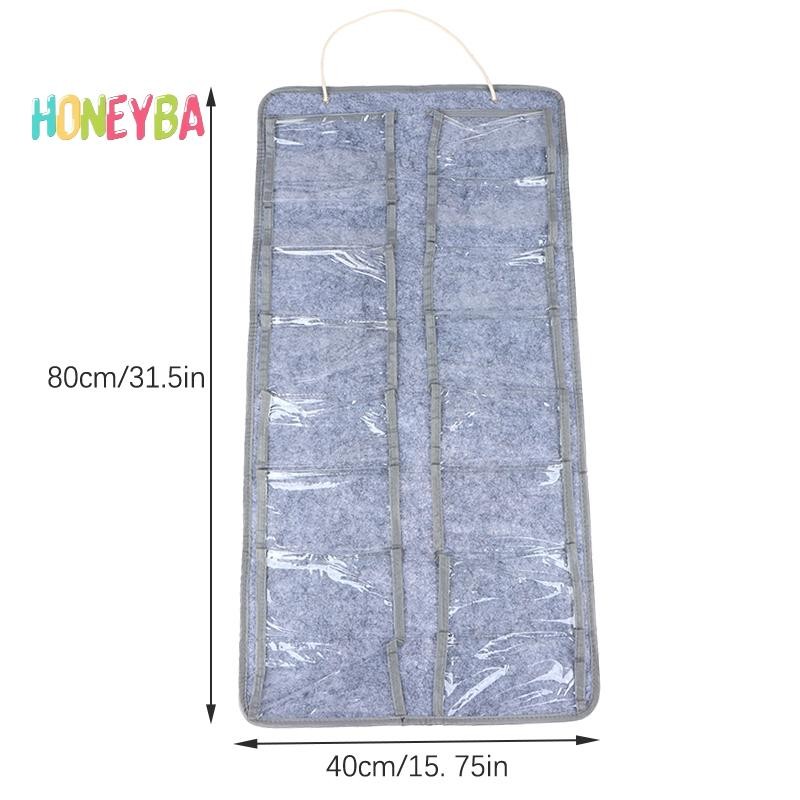 < Honeyba > Giá đỡ kính mắt nỉ 16 khe cho kính râm Túi trưng bày lưu trữ túi treo tường Hộp lưu trữ Túi sắp xếp