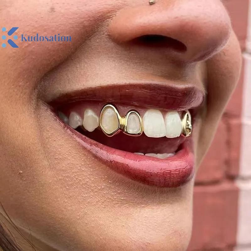 Kudosation Hip Hop Ngôi Sao Rỗng Răng Grillz Răng Trang Trí Răng Mũ Fangs Nha Khoa Nướng Cho Nữ Trang Sức Cosplay