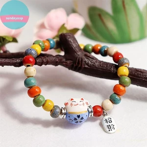 Sund Dễ Thương Vòng Tay May Mắn Cho Nữ Bé Gái Có Thể Điều Chỉnh Nhiều Màu Sắc Đính Hạt Vòng Tay Phong Cách Trung Hoa Gốm Sứ Mặt Dây Chuyền Vòng Tay Trang Sức VN