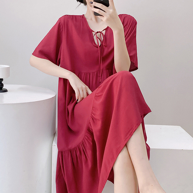 Bộ Đồ Ngủ Nữ Mùa Hè Từ Vải Lụa Mềm Mại, Phù Hợp Size Lớn, Màu Trơn