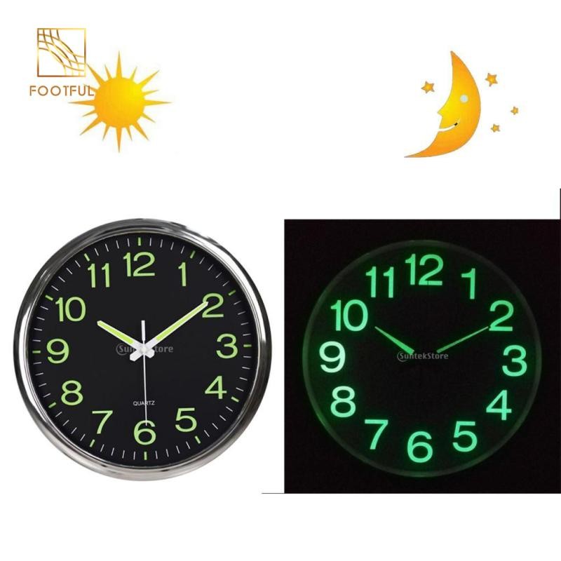 Đồng hồ treo tường phát sáng, Đồng hồ treo tường gia đình chống dính im lặng 12 Inch có đèn ngủ cho phòng khách trong nhà / ngoài trời