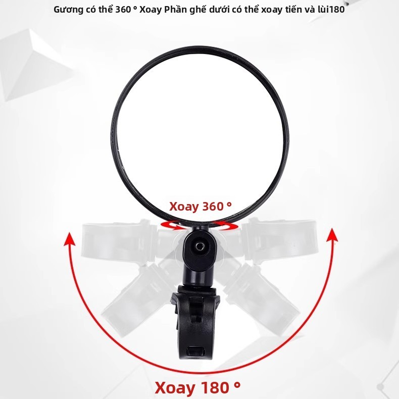 Gương xe máy nâng cấp, có thể xoay 360 độ, Bề mặt gương lồi độ phân giải cao, Gương có thể lắp đặt theo ý muốn trên xe máy, xe điện, xe đạp