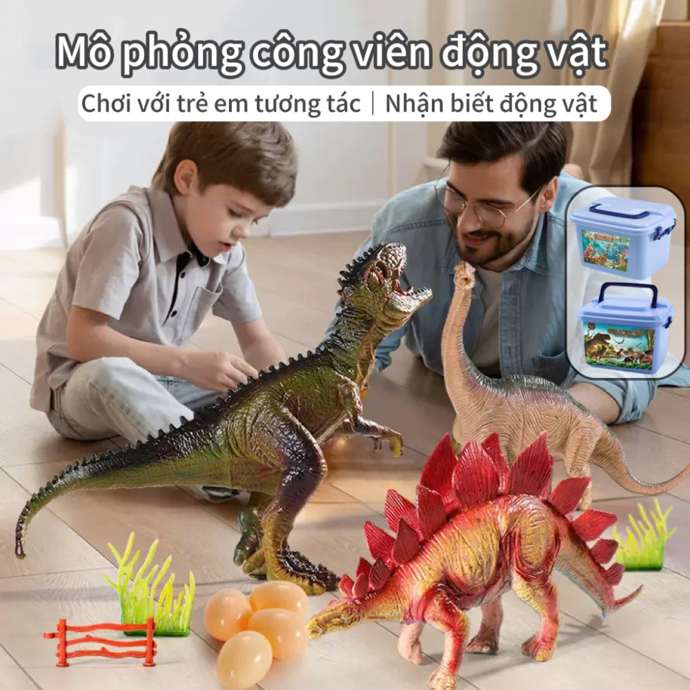 Children's Simulated Animal Model Decoration Boy's Soft Rubber Dinosaur Set Toy