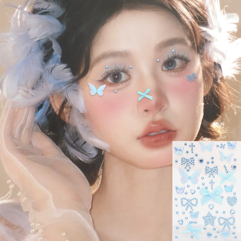 1-5 Miếng Dán Mặt Kim Cương Giả Acrylic - Đá Quý Toàn Thân 5 Màu Aurora Butterfly, Keo Dán Thân Thiện Với Da Để Trang Điểm Tiệc & Trang Trí Sân Khấu