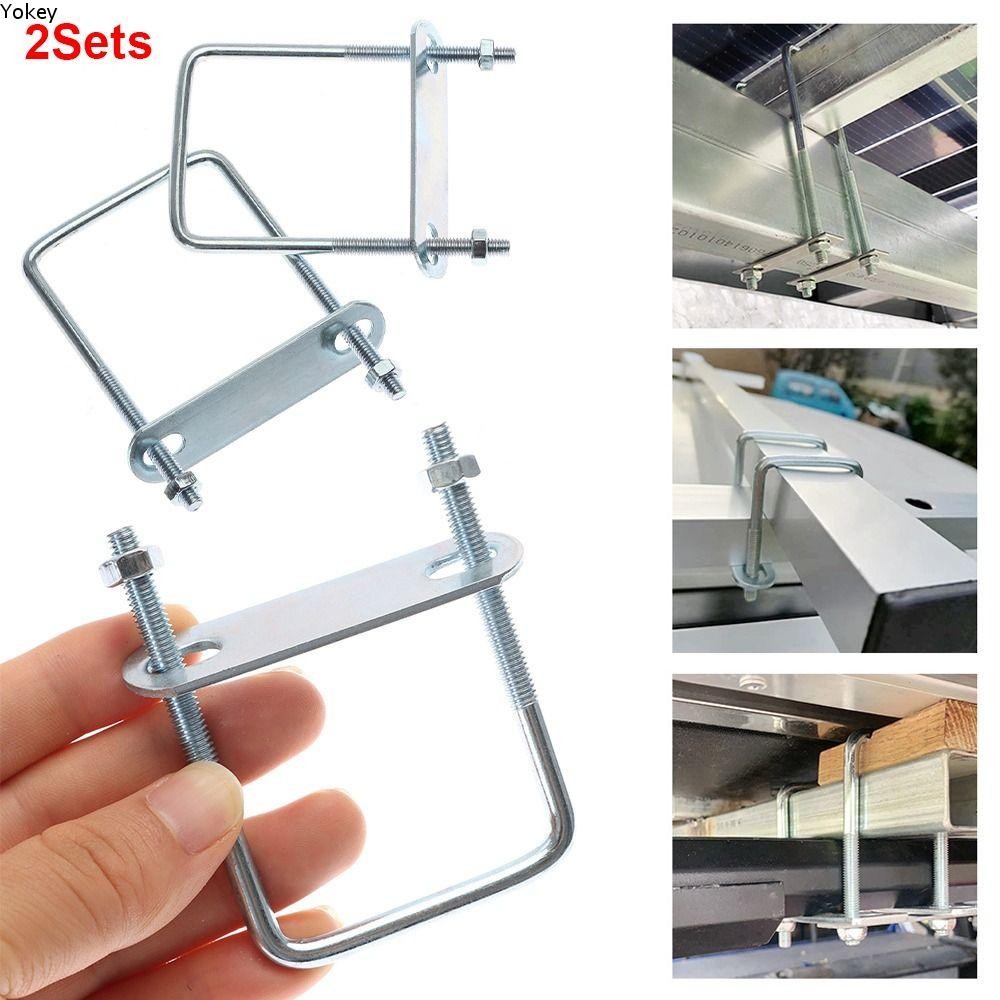 YOKEY 2 Bộ Kẹp U Ống, Kẹp Vuông Sắt Vít, Bu Lông Chữ U Góc Phải Có Vách Ngăn M6 Squa Bu Lông