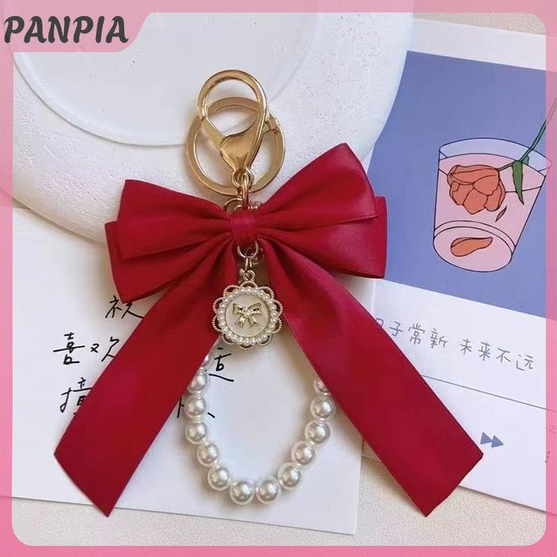 PNPIA-Key Túi Mặt Dây Chuyền Phụ Kiện Ngọc Trai Giả Nơ Móc Khóa Dễ Thương Đính Hạt Vòng Tay Cho Ví Túi Ba Lô Xe Charm Ruy Băng