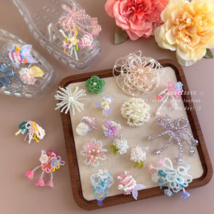 Phụ Kiện Giày Pha Lê Trong Suốt Đính Hạt Hoa Ba Chiều, Trang Trí Lỗ Giày, Phiên Bản Hàn Quốc
