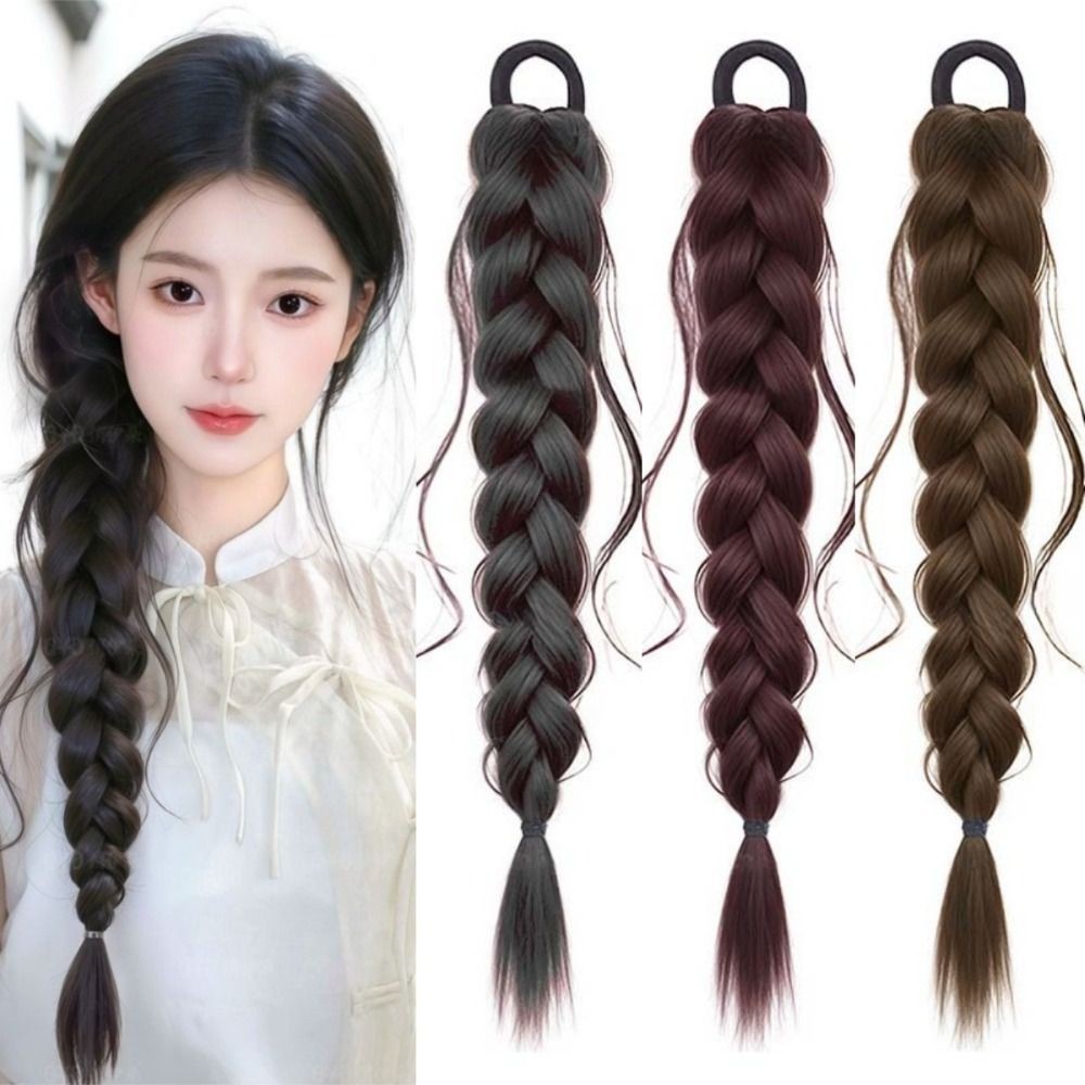 GOJO Tóc Giả Bím Đuôi Cá Xoắn, Đuôi Ngựa Quấn Tóc Lộn Xộn, Dây Buộc Tóc Handmade Lông Tơ, Phần Mở Rộng Tóc Nữ / Bé Gái