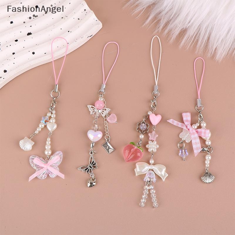 FashionAngel Bowknot Dây Xích Điện Thoại Trái Tim Mặt Dây Chuyền Tai Nghe Dây Chống Mất Dây Đeo Túi Trang Trí VN