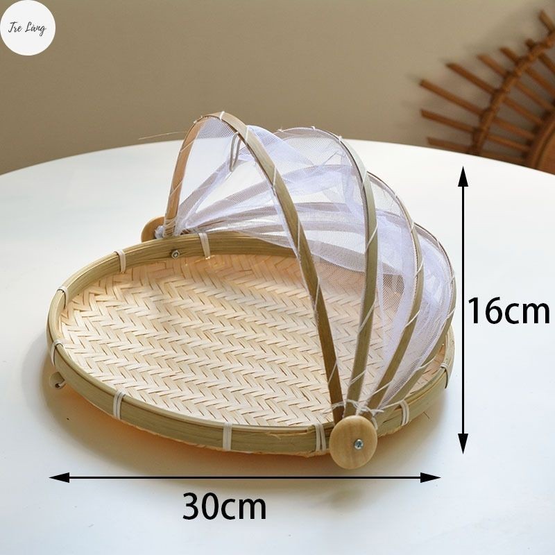Lồng bàn tre, mẹt lồng bàn gấp gọn decor nhiều Size thân thiện với môi trường