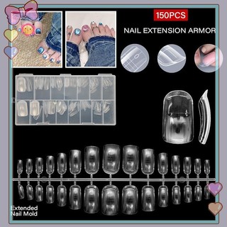 [beautifulhome] 150 Cái / hộp Móng Tay Ngón Chân Kép Để Nối Dài Gel Móng Chân Kép Có Thể Tái Sử Dụng Full Cover Khuôn Acrylic Mẫu Trên 15 Kích Cỡ [Làm Đẹp]