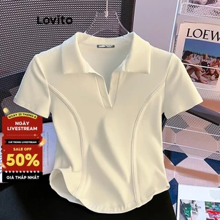 Lovito Áo thun thông thường mùa hè Cấu trúc cơ bản Áo thun dành cho nữ LNM67139