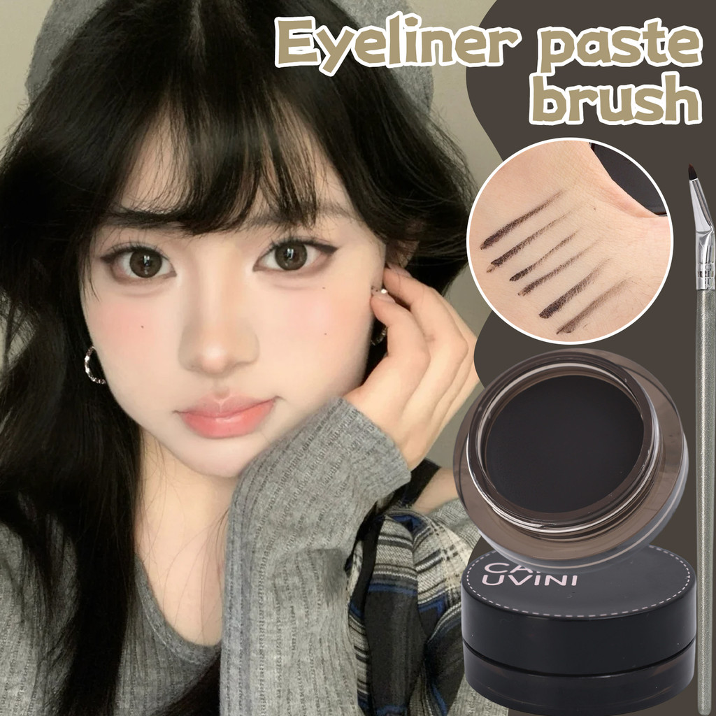 Kem kẻ mắt màu đen / nâu tự nhiên kèm cọ - Trang điểm 3 trong 1 cho kẻ mắt / Tint lông mày / Silkworm | Chống thấm nước, dễ lau, lâu trôi