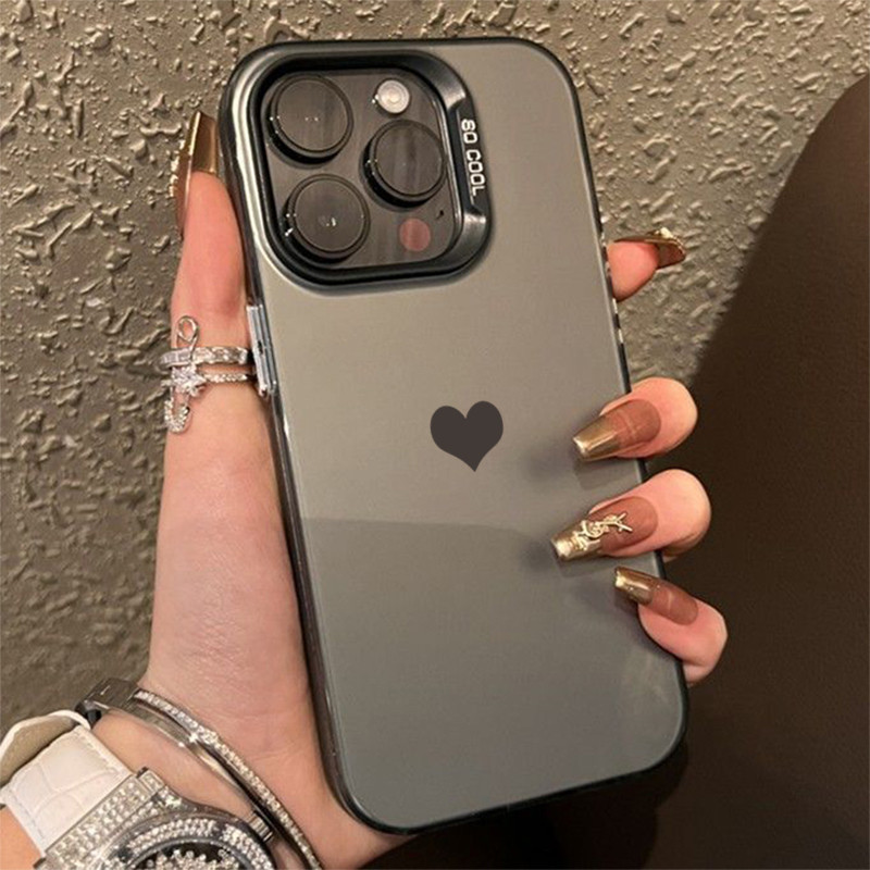 Vỏ Tương Thích Cho iPhone 16 11 12 13 14 15 Pro Max iPhone XR X XS Max 16e 7 8 Plus SE2020 2022 Dây Và Hình Trái Tim IMD Sang Trọng Mờ Cứng Chống Sốc