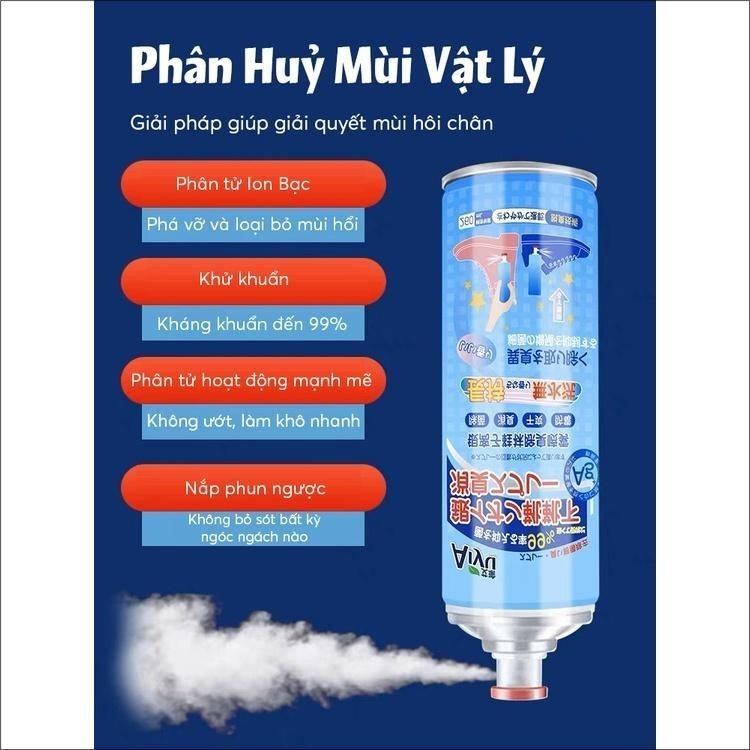 Free Ship - Bình Xịt Khử Khử Mùi Hôi Chân Hôi Giày Nhật Bản Chứa Công Thức Nano Bạc Kháng Khuẩn Mát Lạnh
