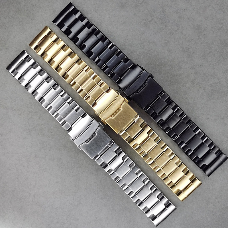 Dây đeo đồng hồ bằng thép không gỉ bán rắn 20mm 22mm Dây đeo đồng hồ cho SEIKO DIver Lặn Skx007 Vòng tay nam nữ Bạc Flat End Dây đeo đồng hồ đeo tay Dây đeo cổ tay Vàng đen Bạc