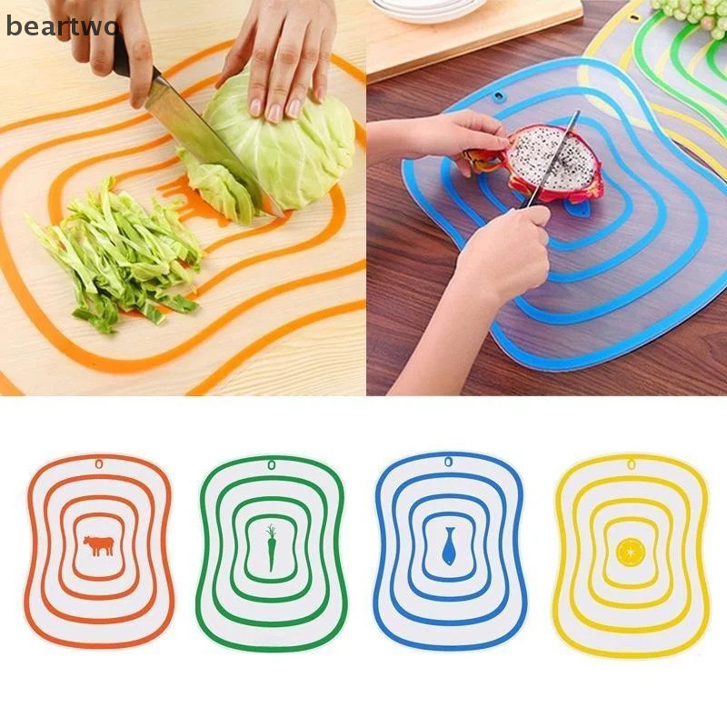 < Beartwo > Ba Kích Cỡ Dây Màu Nhà Bếp Chống Trơn Trượt Cắt Khối Công Cụ Linh Hoạt Trong Suốt Cutg Board Nhà Bếp PP Cutg Board Đẹp