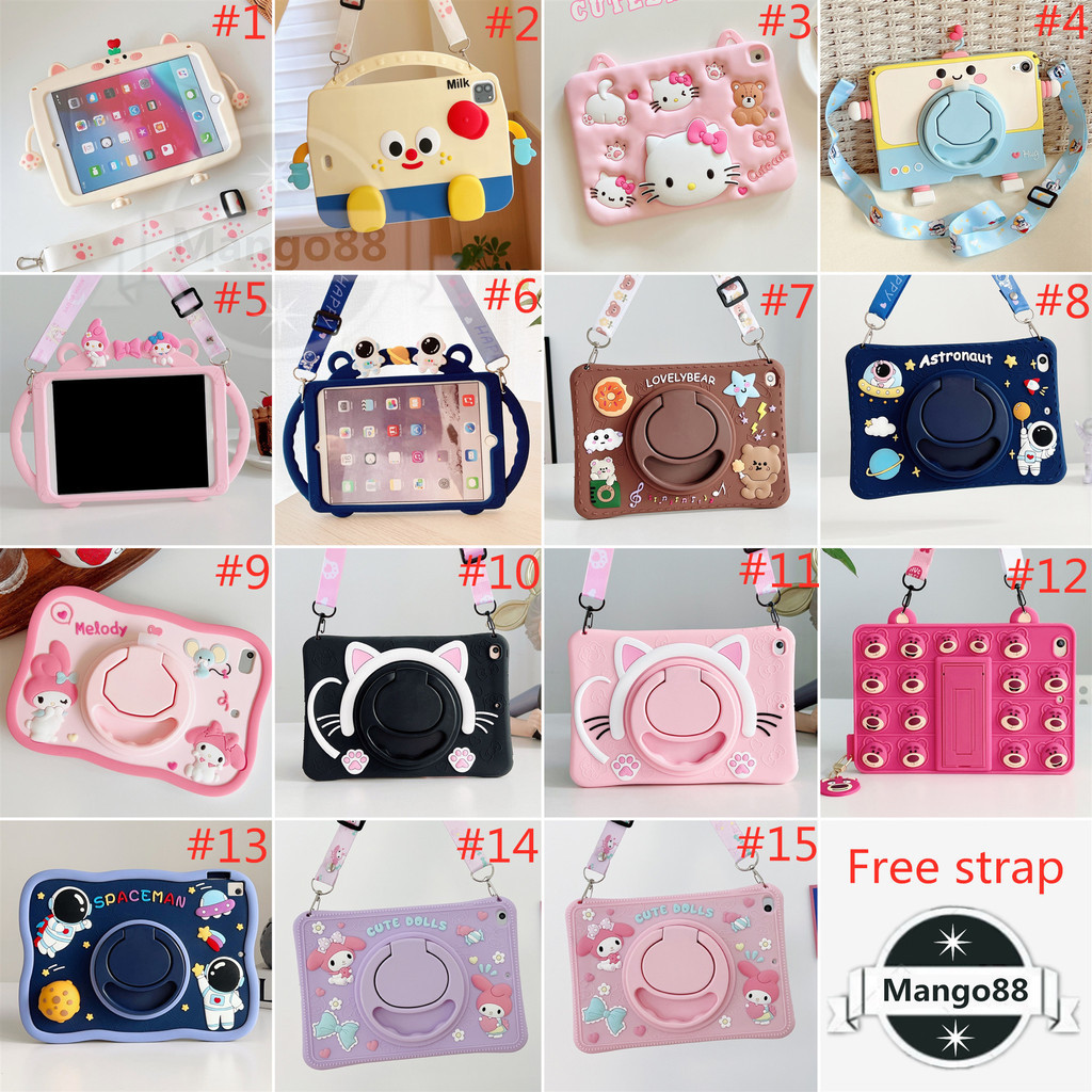 Ốp Lưng Cho Huawei MatePad SE 11inch 2024 SE 10.4 2022 Honor Pad 9 12.1inch 2023 T10 T10S 2019 2021 2020 air 11.5S Dây Đeo Máy Tính Bảng Đứng Nghiên Cứu Vỏ Trẻ Em Chống Sốc Vỏ Cao Su Dễ Thương