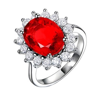 ❤ Sang Trọng Nguyên Bản Nhiều Kiểu Màu Đỏ Pha Lê Trái Tim Hoa Hồng Vàng Nhẫn Series Topaz Quà Tặng Retro Ruby Trang Sức