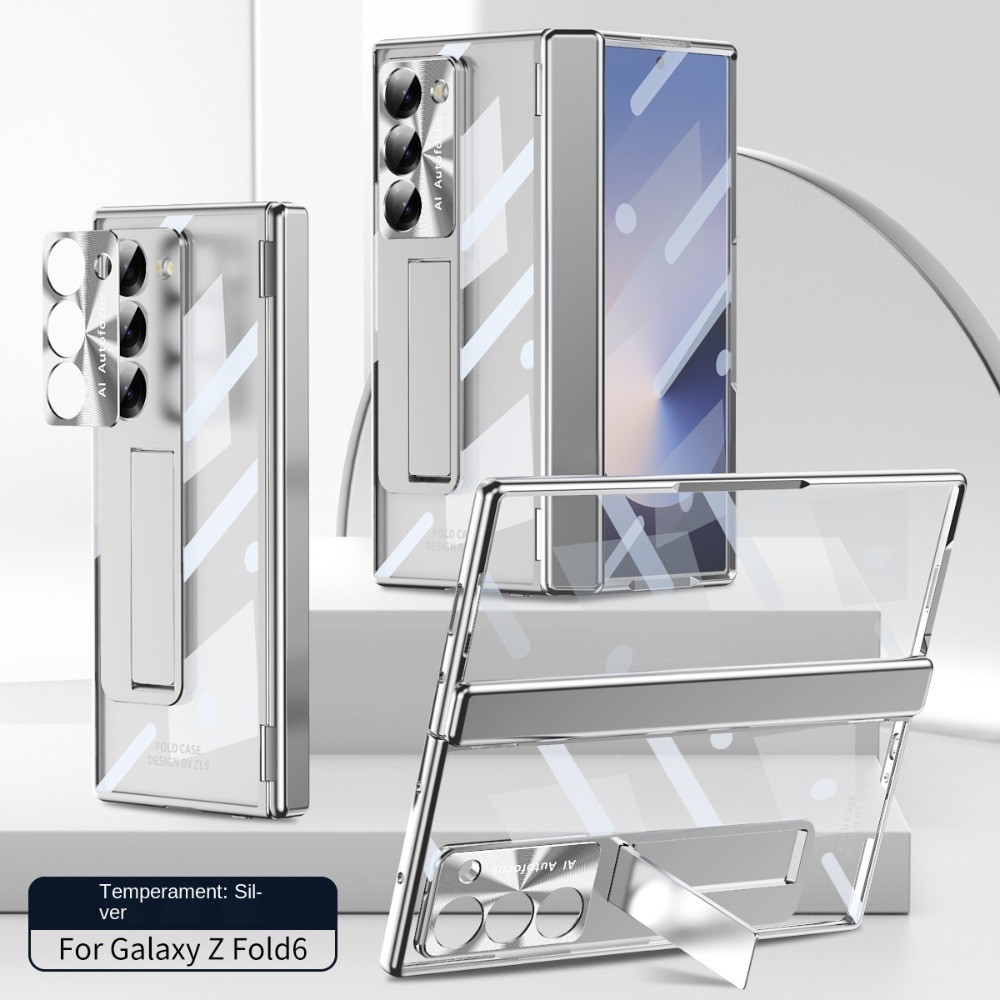Mạ điện Trong Suốt Bản Lề Bảo Vệ Giá Đỡ Ốp Lưng Điện Thoại Samsung Galaxy Z Fold 6 Fold6 Vỏ Cứng Chống Sốc