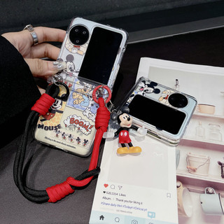 Ốp điện thoại gấp cho Oppo Find N2 N3 Flip Funny Mickey Doll Rope Vỏ điện thoại TPU cứng