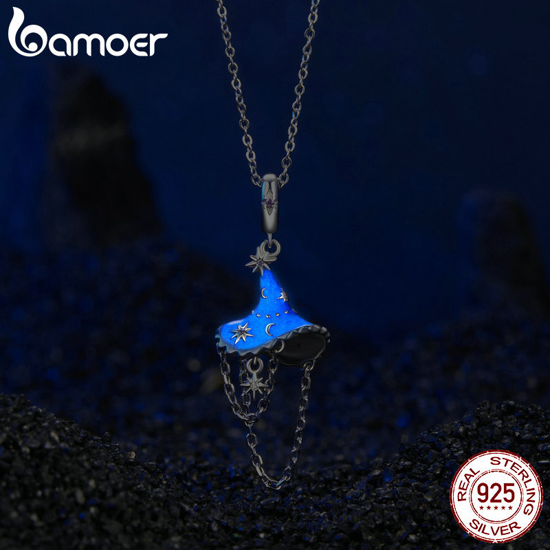 Mũ phù thủy dạ quang Bamoer 925 Sterling Sliver Charm cho vòng tay