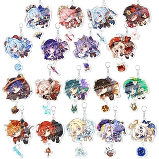 Yuanshen Hoạt Hình Trò Chơi Anime Acrylic Móc Khóa Chung Lightning Đồng Hồ Xa Ganyu Keli Sanbing Mặt Dây Chuyền Mặt Dây Chuyền