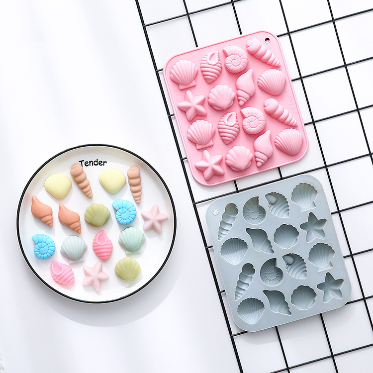 16 Khoang Vỏ Conch Sao Biển Khuôn Silicon Series Marine Life Khuôn Epoxy/Socola/Đá/Trang Trí/Nướng Bánh DIY