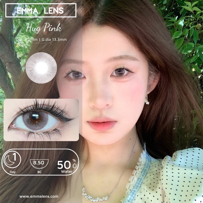 Lens 1 ngày  Hug Pink | Lens 1 day Hồng Vân Tia | Emma Lens