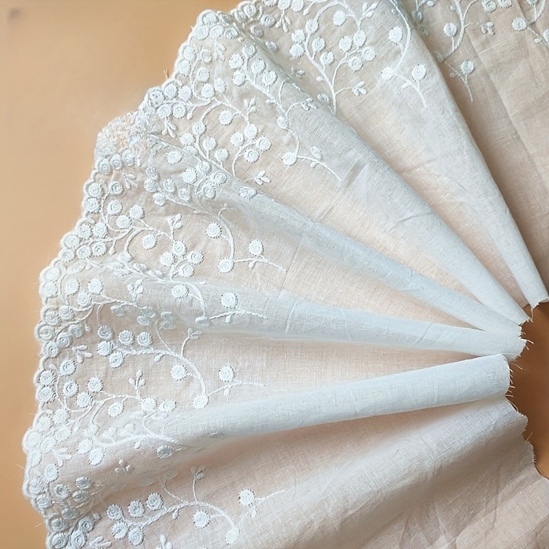 Viền Ren Thêu Trắng, Chiều Rộng 21cm, Trang Trí Vải DIY Cotton Nguyên ...