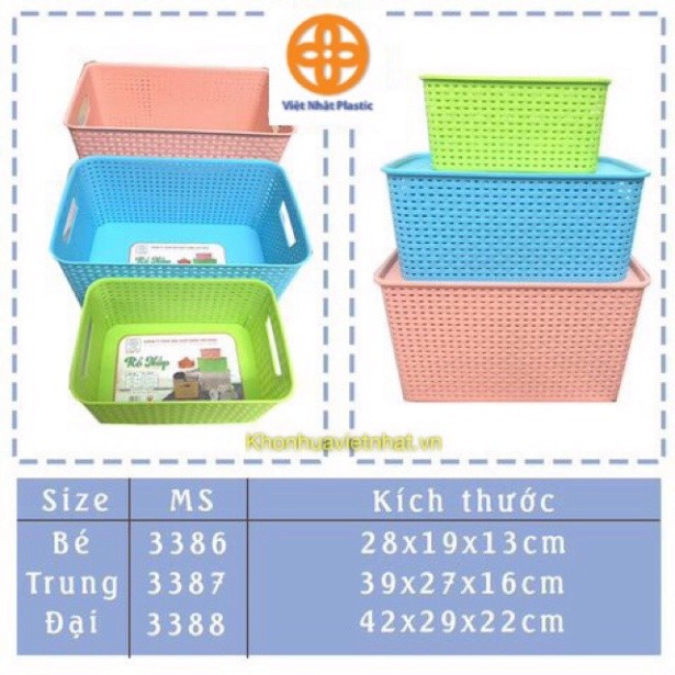 Giỏ đựng đồ giả mây có nắp phong cách Hàn Quốc/ Việt Nhật, thùng nhựa đủ size nhiều màu