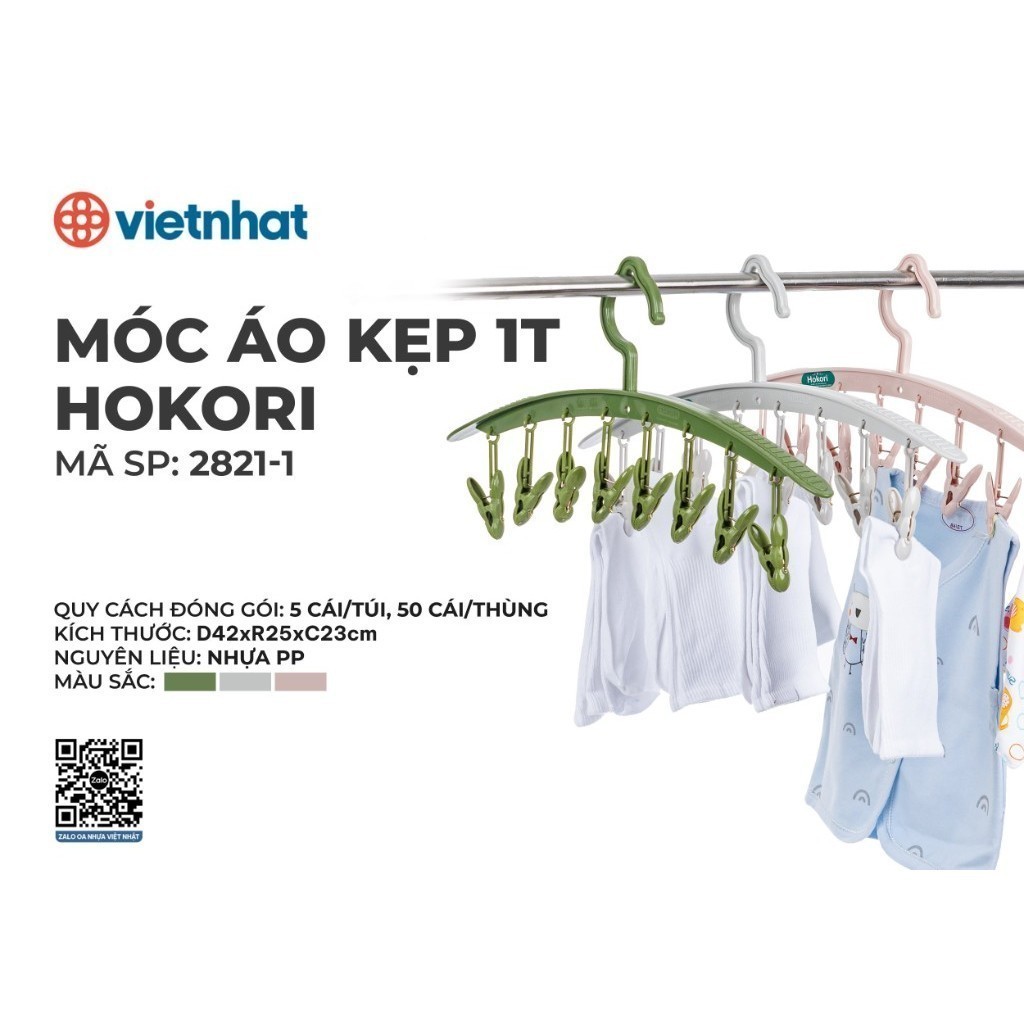 Móc phơi đồ 8 kẹp nhựa Việt Nhật  móc treo quần áo tất