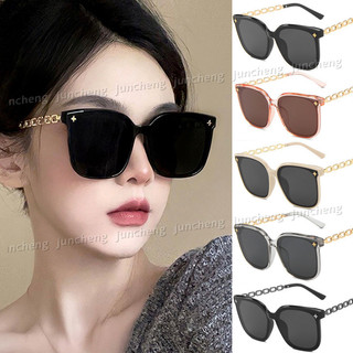 Phiên Bản Hàn Quốc Của Thời Trang Vuông Khung Lớn Dây Xích Chân Ngôi Sao Kính Mát Dành Cho Nữ UV Cao Cấp Bóng Mắt