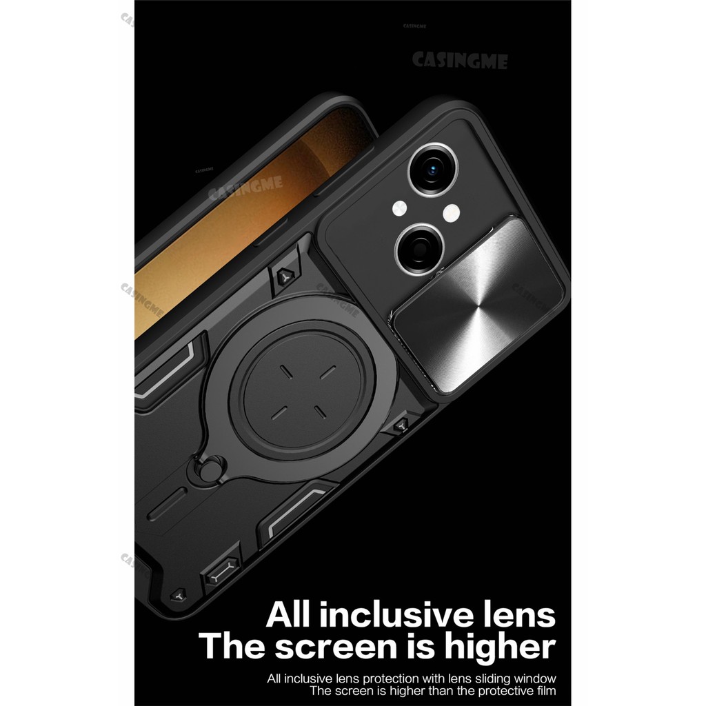 Tecno Spark Go 1 Giáp Chống Sốc Đẩy Kéo Camera Bảo Vệ Vỏ Cho TECNO Spark Go 1 SparkGO1 GO1 1GO 4G 5G 2024 Ốp Lưng Ô Tô Vòng Từ Tính Vỏ Ốp lưng