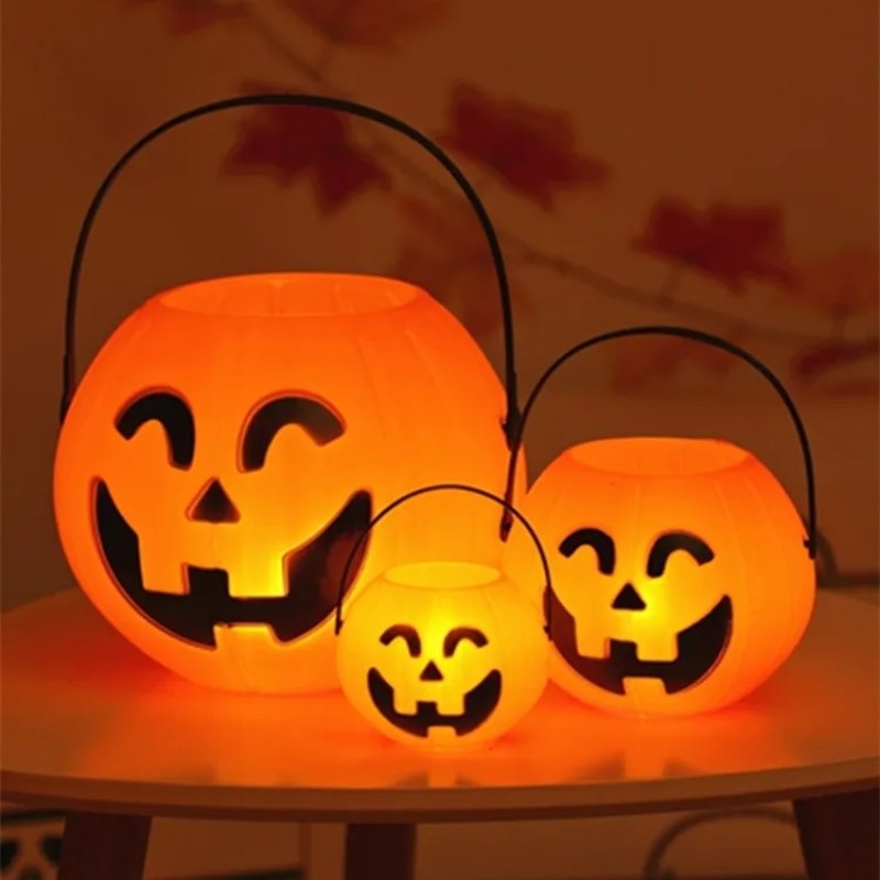 Halloween Sân Trang Trí Đạo Cụ Bí Ngô Xô Kẹo Xô Giá Đỡ Xô Giỏ Mini